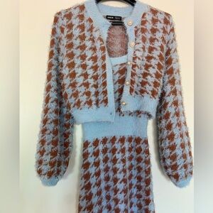 💖2 for 30$ 💖 Houndstooth cardigan and body con sweater set​​​